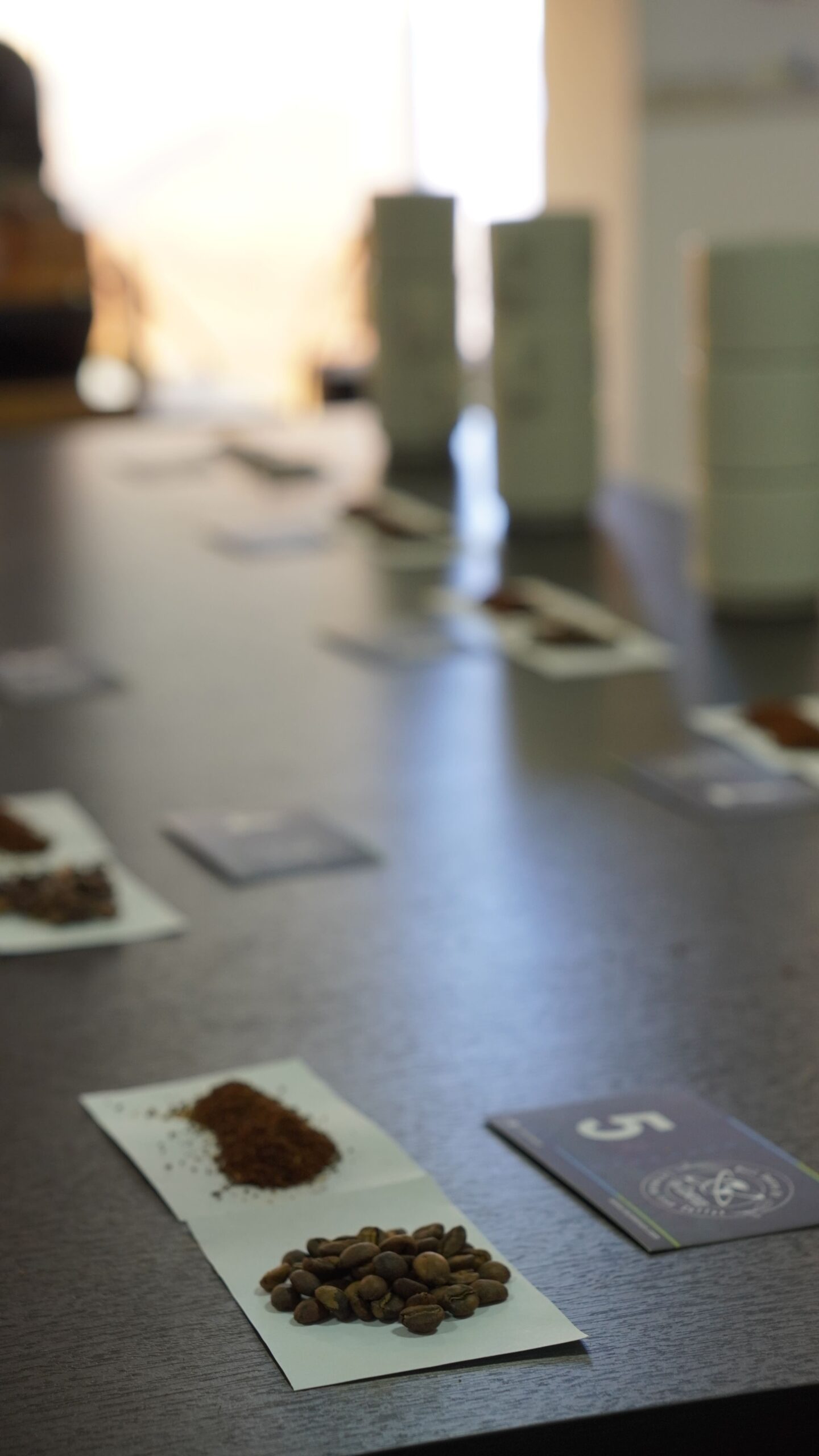 Coffee samples on a table