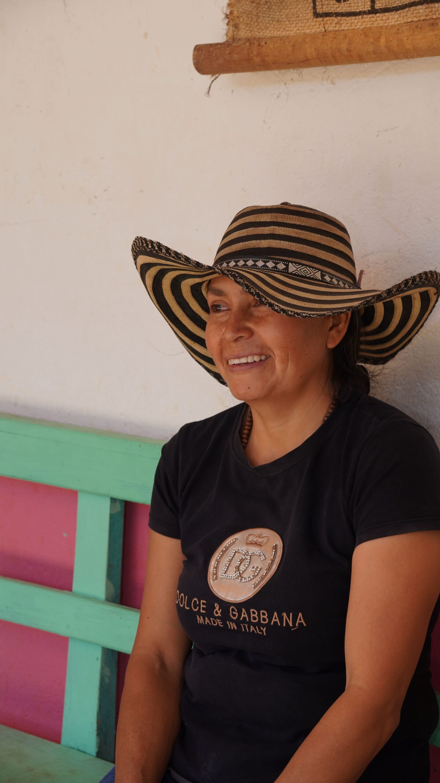 A woman wearing a traditional hat